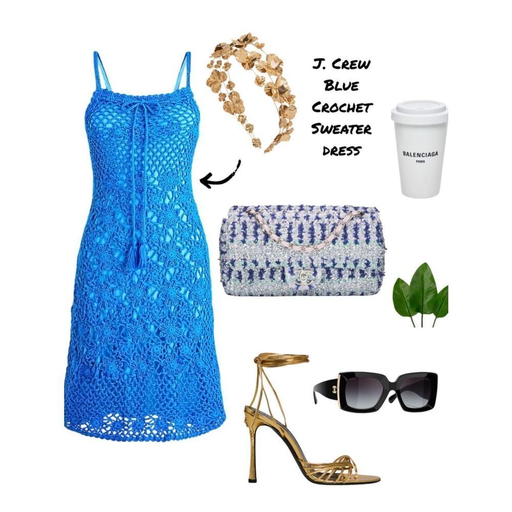 J. Crew Electric Blue Crochet Sweater Dress